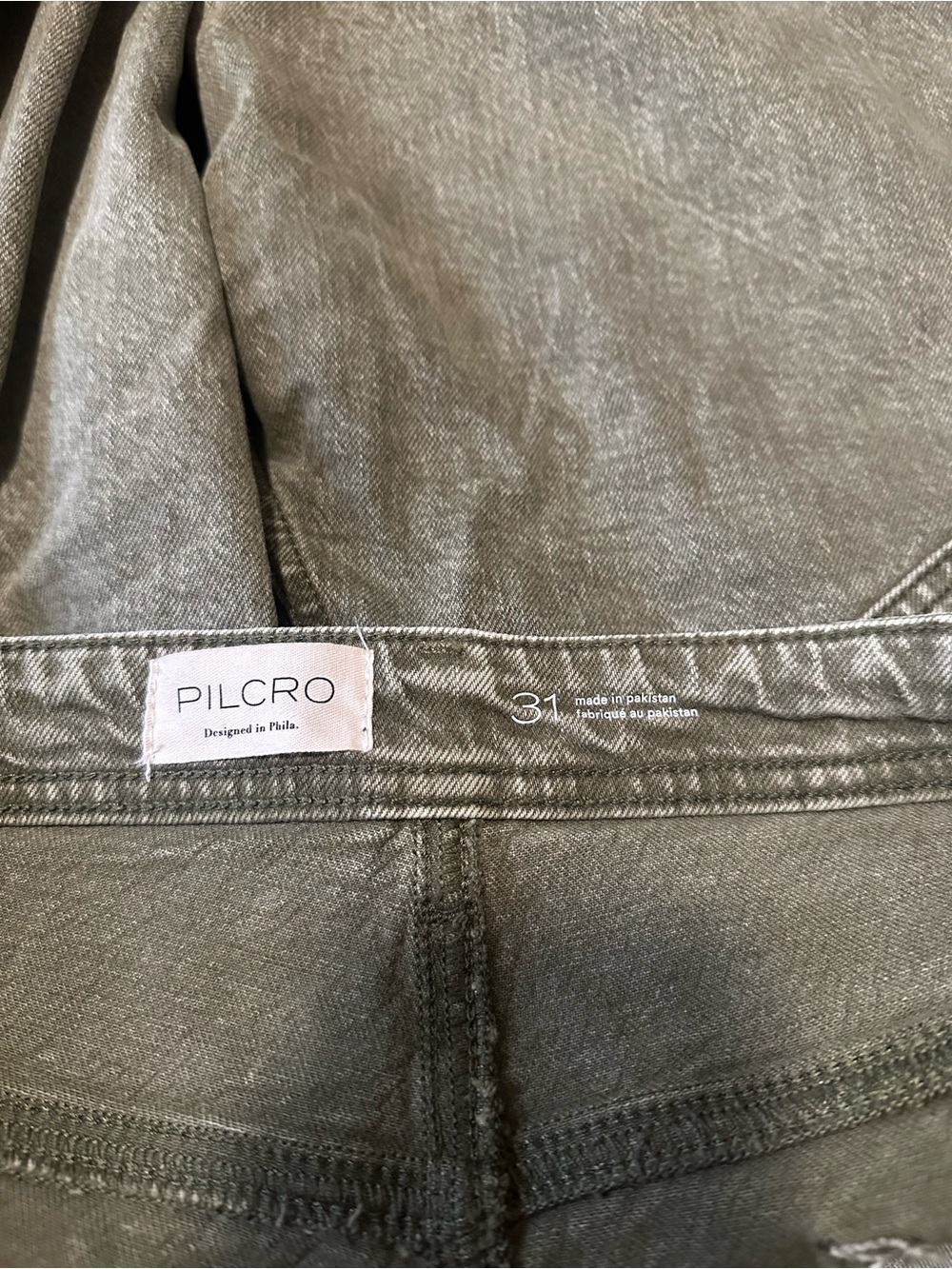 The Lonnie Cuffed High-Rise Crop Jeans by Pilcro army green size 31 - Picture 3 of 11